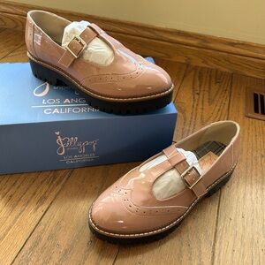 BNIB LADIES SIZE 9M JELLYPOP OXFORD STYLE PLATFORM LOAFER IN ROSE FAUX PATENT
